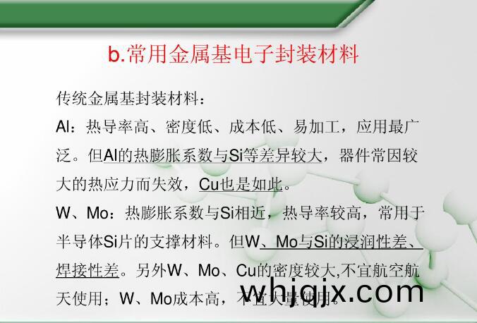 常用(yong)金(jin)屬(shu)基電子封裝材(cai)料(liao)